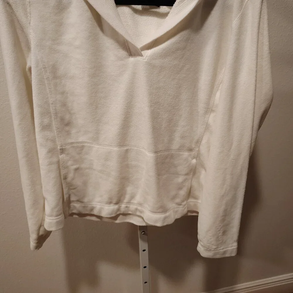 Tek Gear Women's White Fleece Hoodie Size Large Polyester Long Sleeve Pockets - Picture 4 of 11